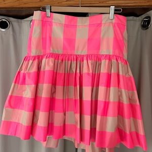 J. Crew neon pink buffalo plaid mermaid trumpet flare skirt